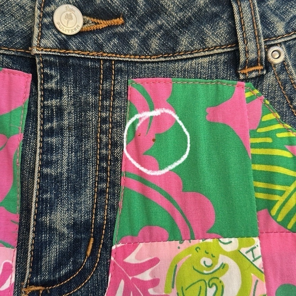 Lilly Pulitzer Patch Work Beaded Floral Denim Jeans Like New Rare Women’s Size 6 - Picture 14 of 15